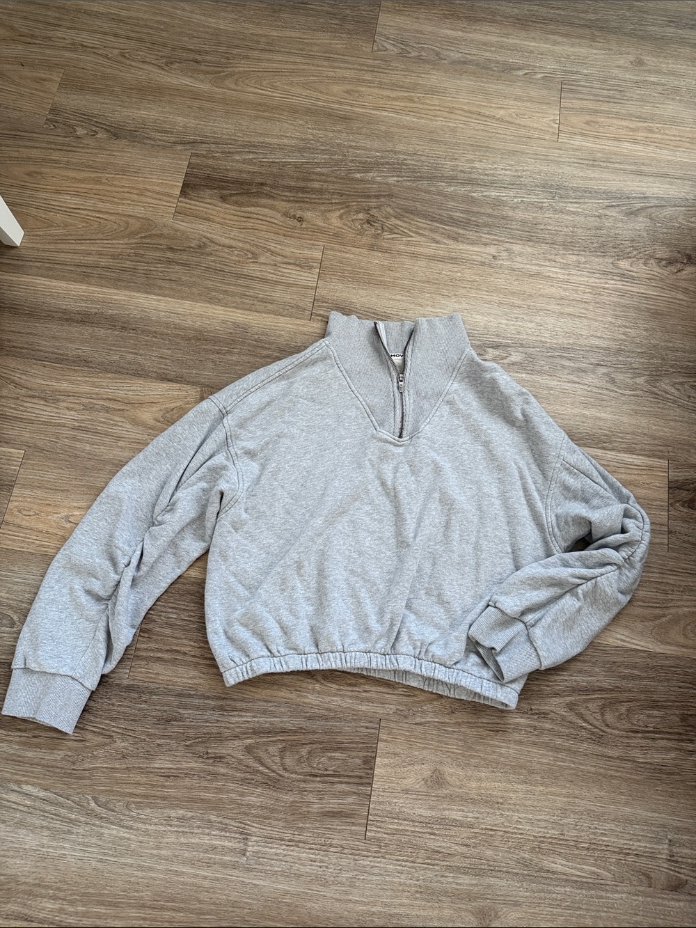 FP Movement by Free People Heather Gray Cropped Half-Zip Pullover